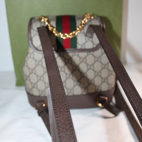 NEW Gucci GG Supreme Ophidia Backpack Bag Top Chain Web Leather Canvas 795221 main image 10